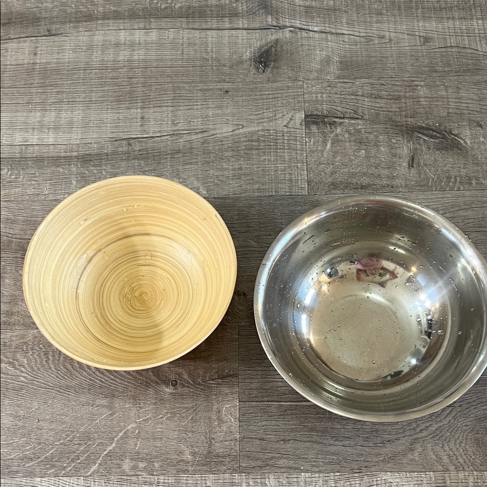 Stainless Steel and Bamboo Mixing Bowl Set
